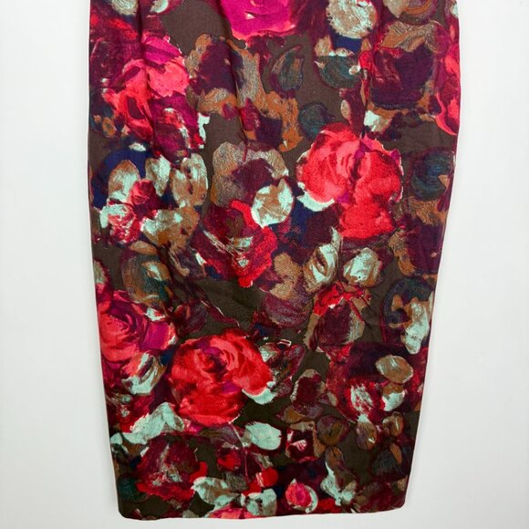 NWT Black Halo Jackie O Sheath Dress Red French Rose Floral Print Size 2 - Picture 4 of 11